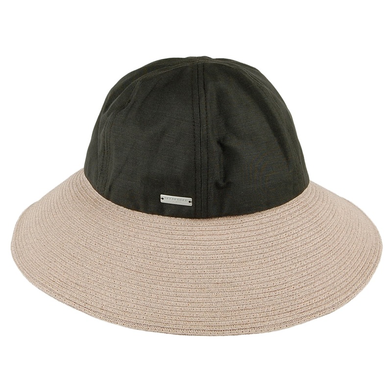 Seeberger Hats Wide Brim Summer Cloche – Olive-Natural 1-Size