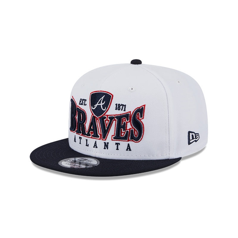 Atlanta Braves MLB New Era CREST 9Fifty Snapback Hat – White/Navy