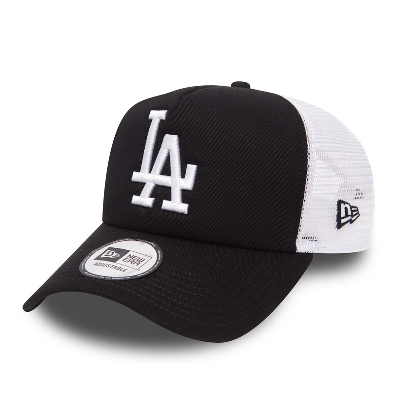 LA Dodgers Clean Black A-Frame Trucker Cap OSFA