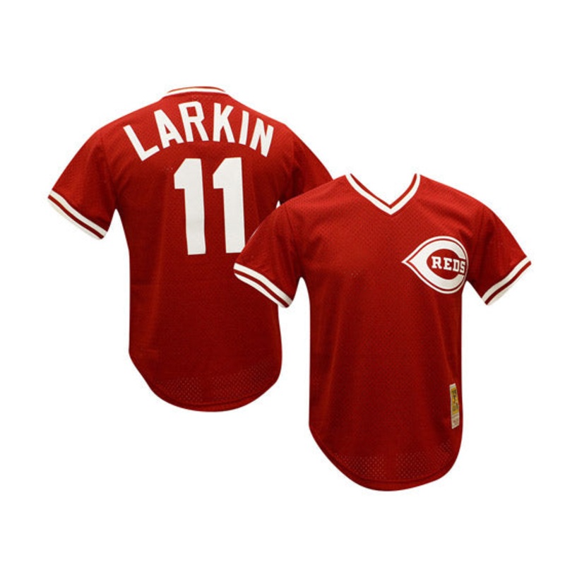 Mitchell & Ness Barry Larkin #11 Cincinnati Reds Authentic Batting Practice Jersey l