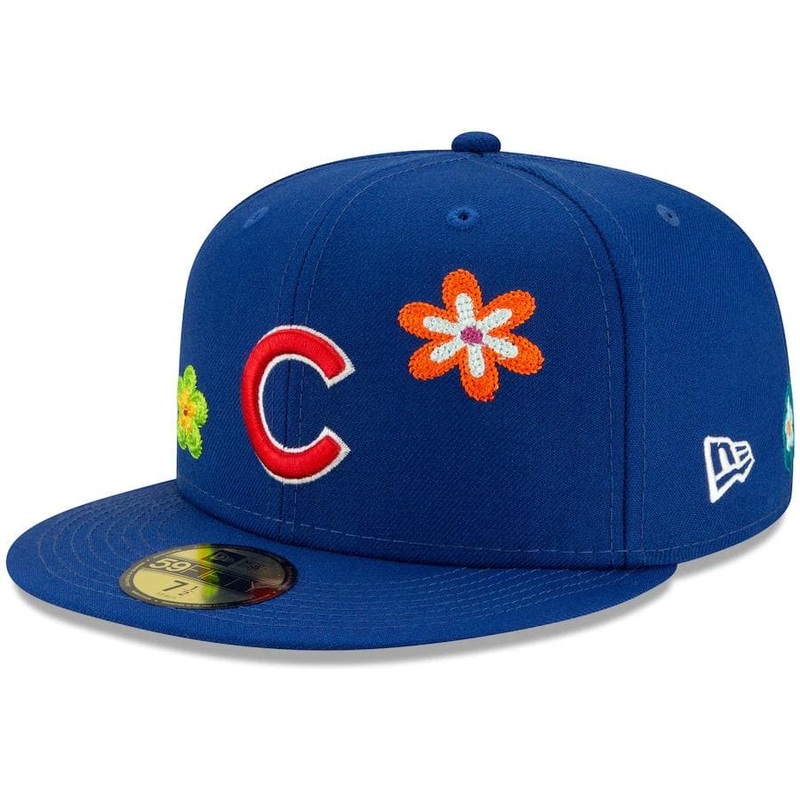 New Era Chicago Cubs Chain Stitch Floral Blue 59FIFTY Fitted Hat