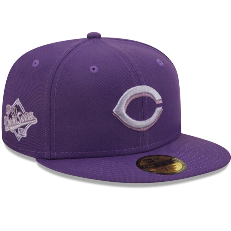 New Era Cincinnati Reds Purple 1990 World Series Lavender Undervisor 59FIFTY Fitted Hat