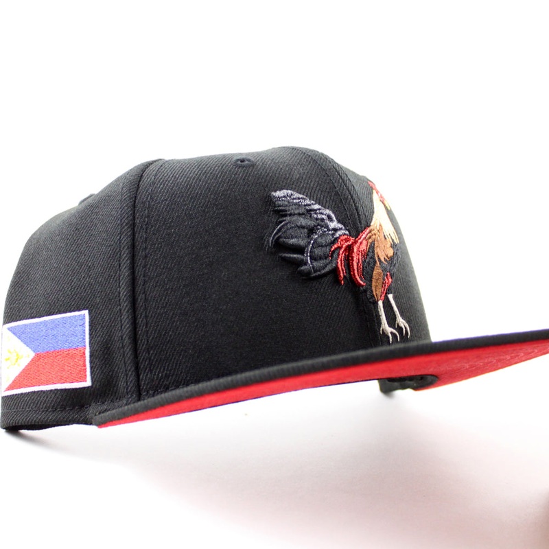 ROOSTER Philippines flag New Era 9Fifty Snapback Cap (Black Red Under Brim) One Size