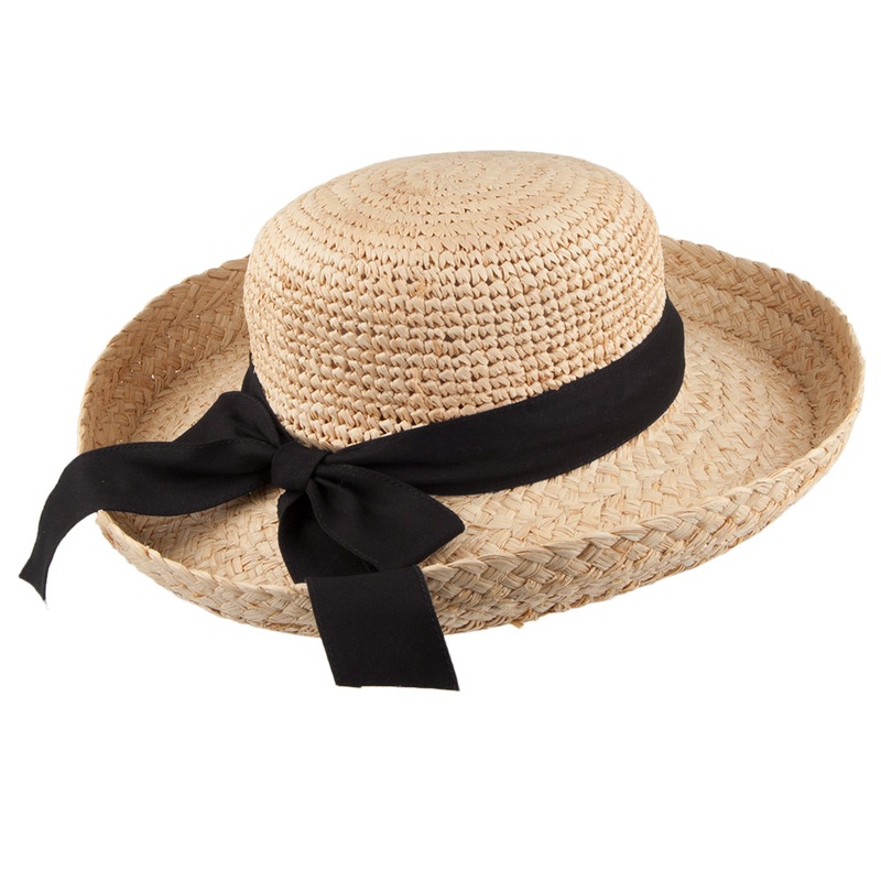 Scala Hats Crocheted Organic Raffia Straw Sun Hat – Natural 1-Size