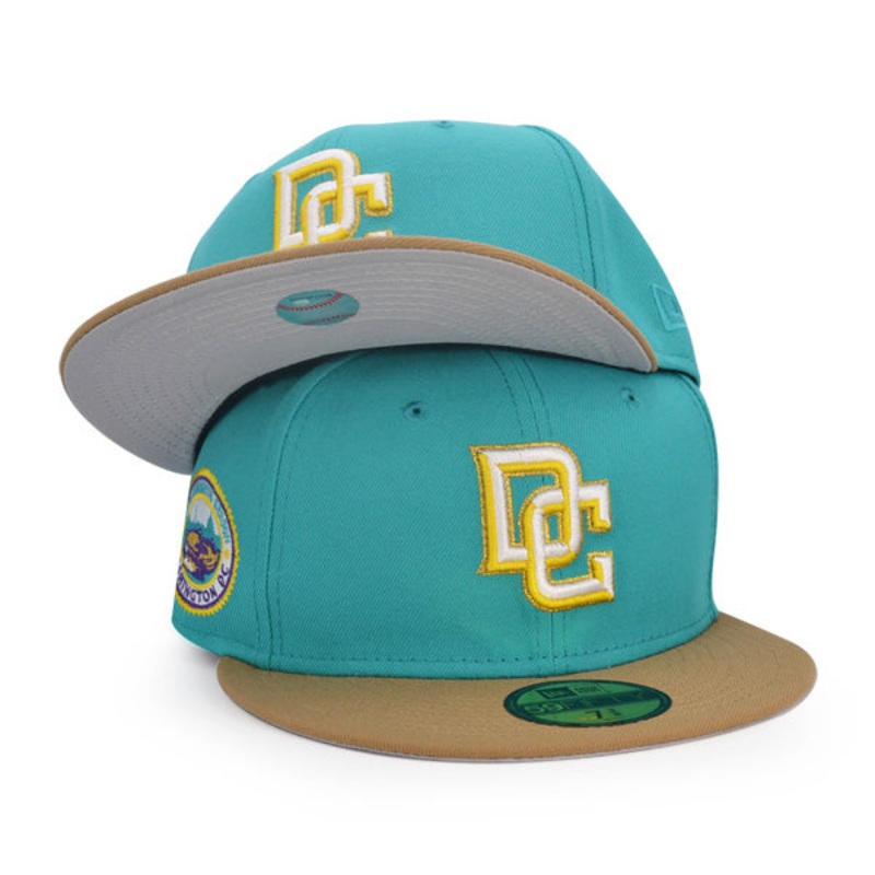 Washington Nationals DC 2008 INAUGURAL SEASON Exclusive New Era 59Fifty Fitted Hat – Teal/Khaki 6 7/8