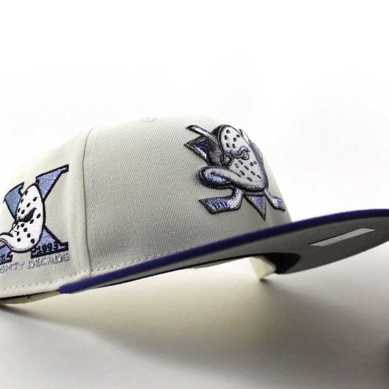 Anaheim Ducks A Mighty Decade New Era 59Fifty Fitted Hat (Chrome White Royal Blue Gray Under brim) 7