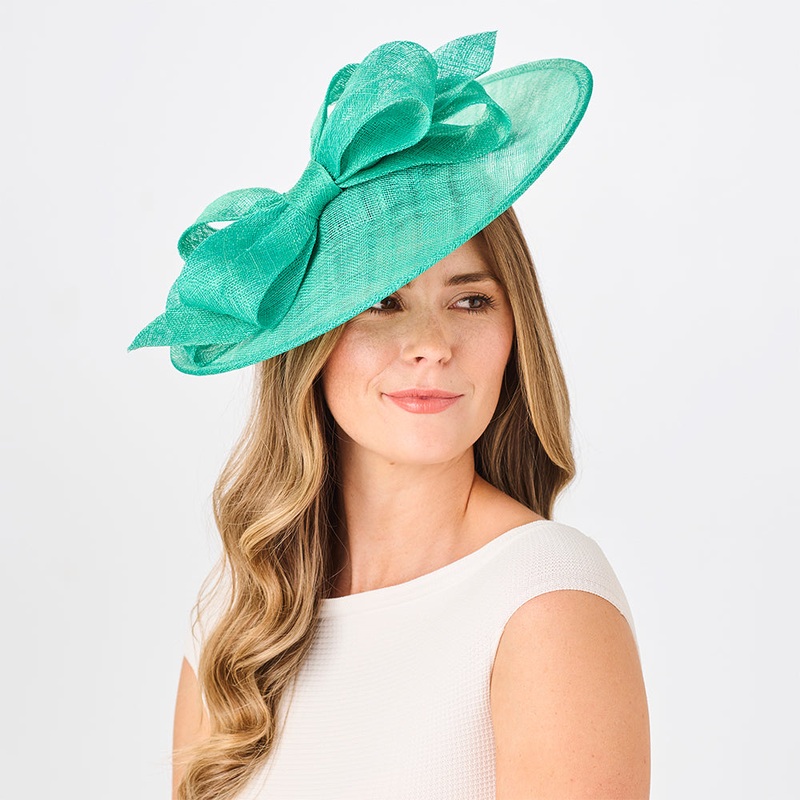 Failsworth Hats Caroline Big Bow Disc Fascinator – Sea Green 1-Size