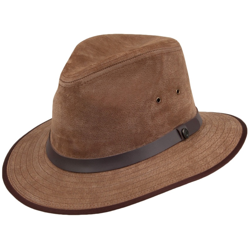 Jaxon & James Nubuck Leather Safari Fedora – Chestnut S