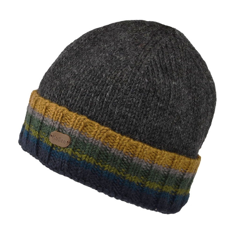 Kusan Turn Up Cuff Knit Beanie Hat – Charcoal 1-Size