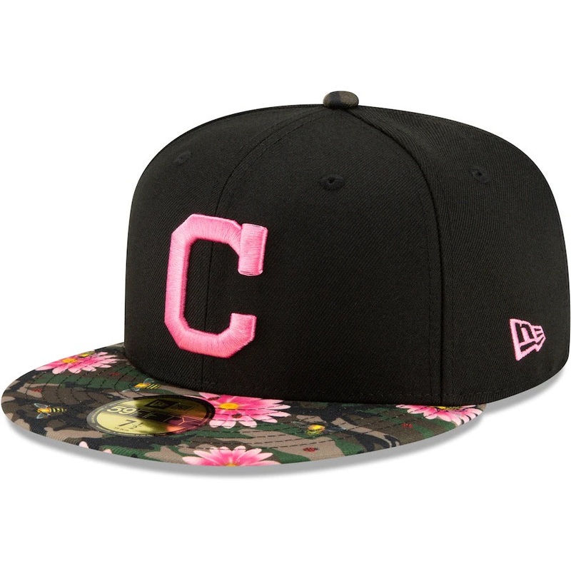New Era Black Cleveland Indians Floral Morning 59FIFTY Fitted Hat
