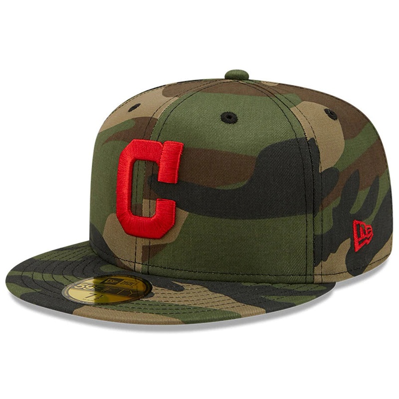 New Era Camo Cleveland Indians 1920 World Series Patch Woodland Undervisor 59FIFTY Fitted Hat