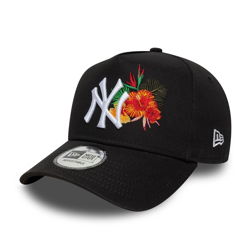 New York Yankees MLB Flower Icon Black 9FORTY E-Frame Adjustable Cap OSFM