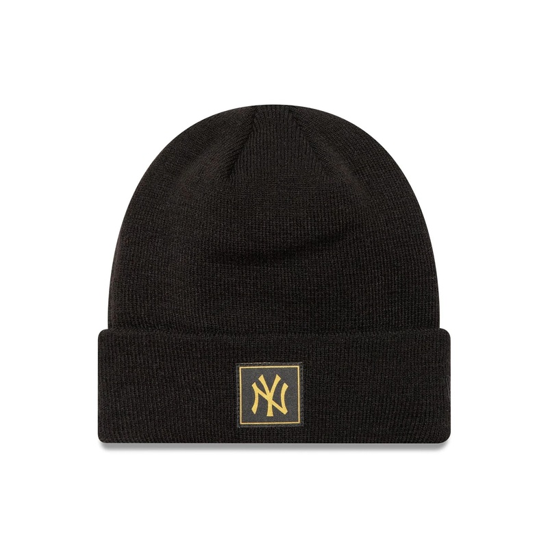 New York Yankees Youth Metallic Black Cuff Knit Beanie Hat Child