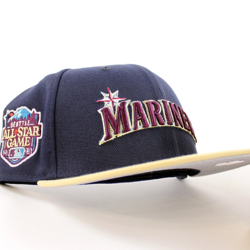 Seattle Mariners 2023 All Star Game New Era 59Fifty Fitted Hat (Night Shift Navy Vegas Gold Gray Under Brim) 7