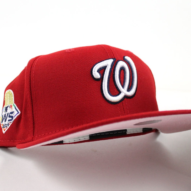 Washington Nationals 2019 World Series New Era 59Fifty Fitted Hat (Red Pink Under Brim) 7