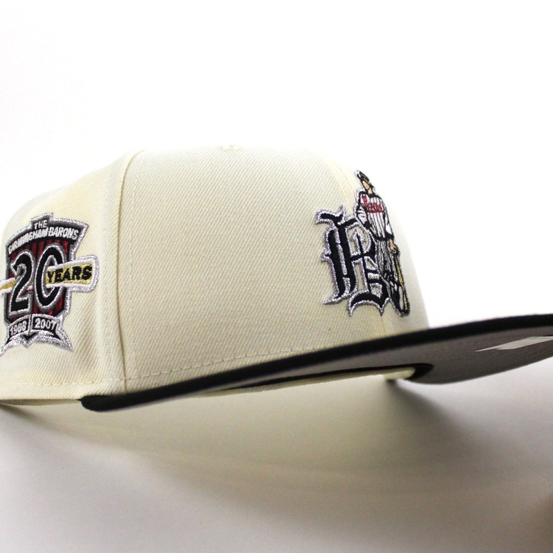 BIRMINGHAM BARONS 20th Anniversary New Era 59Fifty Fitted Hat (Chrome White Black Gray Under Brim) 7