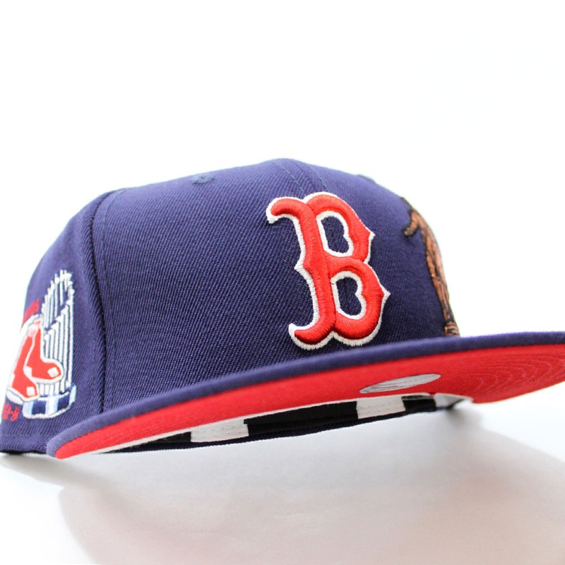 Boston Red Sox 8 Time World Series Champions New Era 59Fifty Fitted Hat (Navy Red Under Brim) 7
