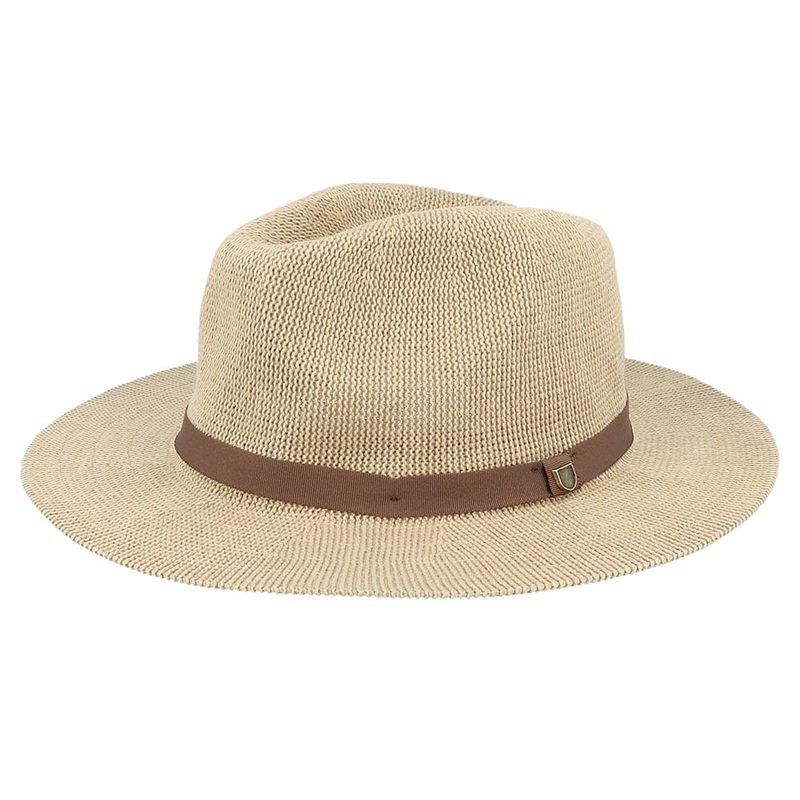 Brixton Hats Messer Knit Packable Fedora Hat – Tan Small-56cm