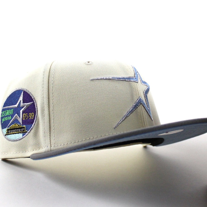 Houston Astros 35 Great Years New Era 59Fifty Fitted Hat (Chrome White Storm Gray Blue Under Brim) 7