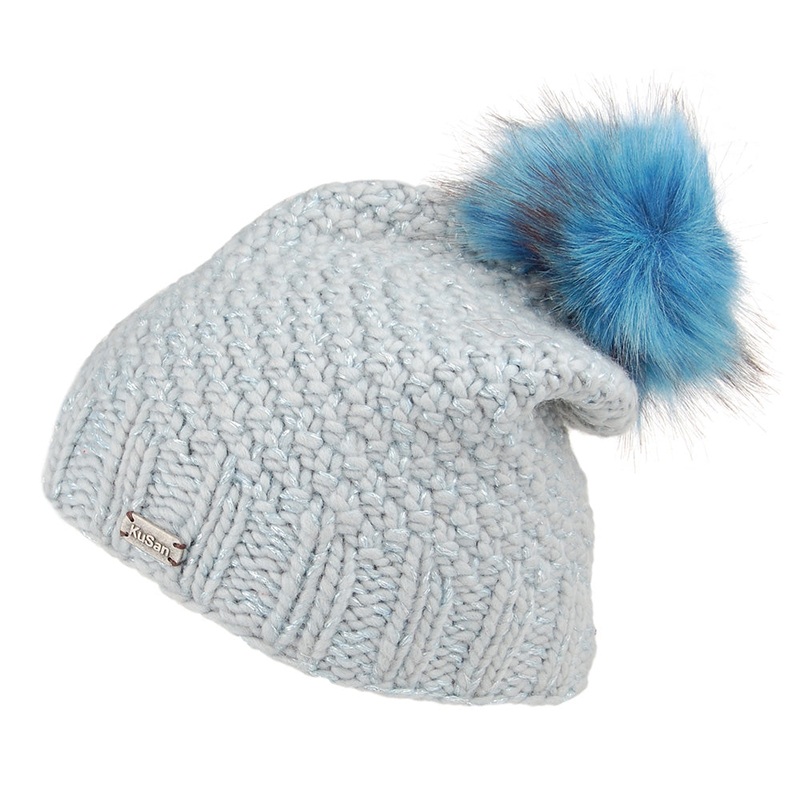 Kusan Moss Stitch Yarn Bobble Hat – Blue 1-Size
