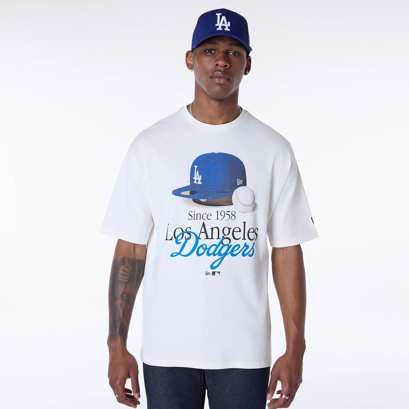 LA Dodgers MLB Script Open White T-Shirt XS