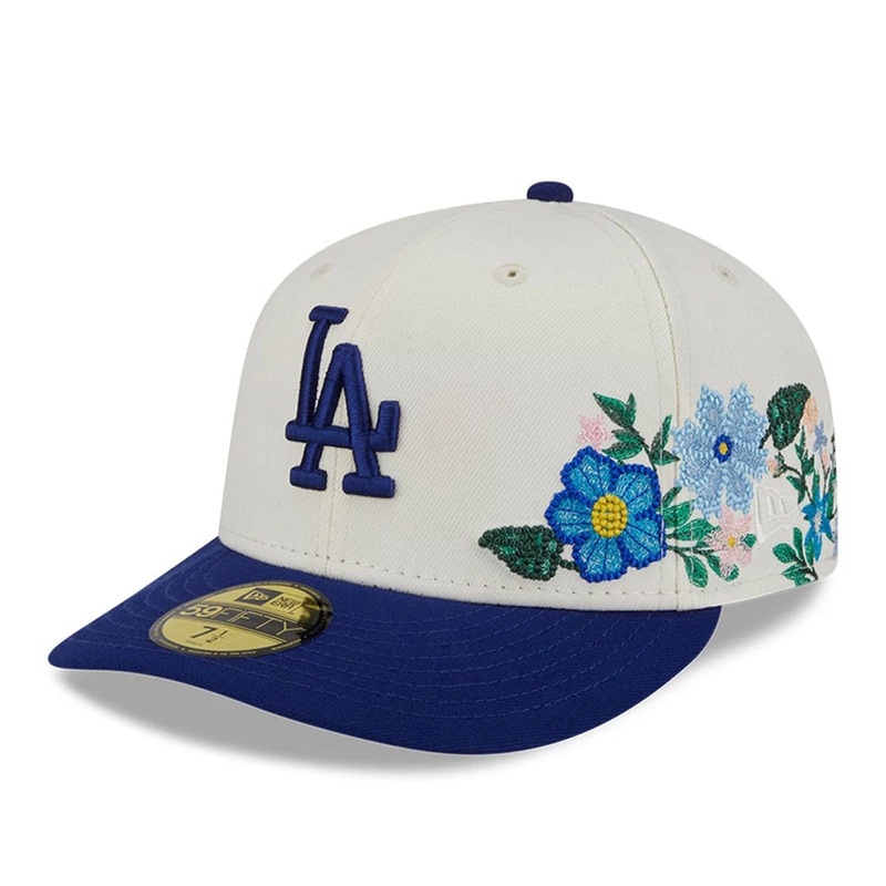 LA Dodgers MLB Tonal Florals White 59FIFTY Fitted Cap 6 7/8