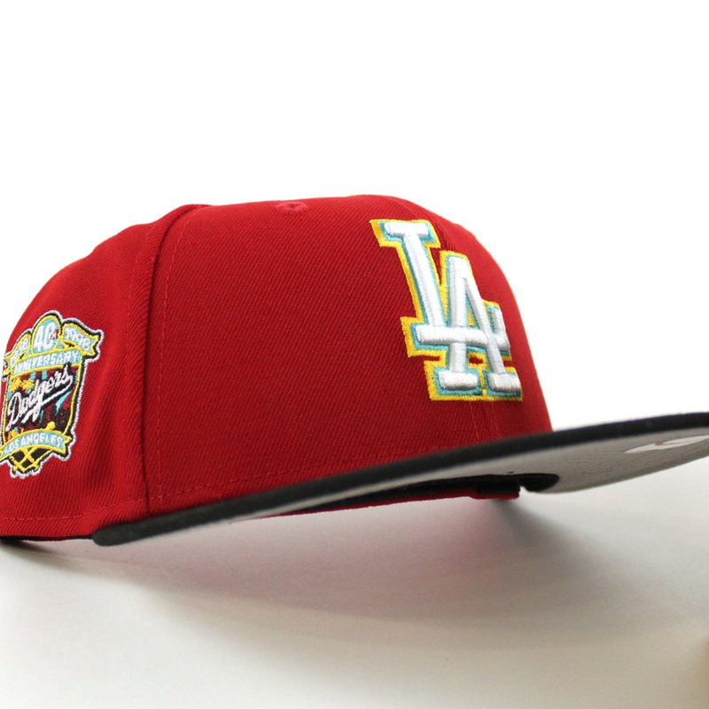 Los Angeles Dodgers 40th Anniversary New Era 59Fifty Fitted Hat (Scarlet Black Gray Under Brim) 7