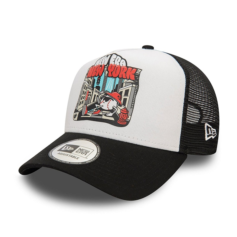 New Era E-Frame New York Graphic Print White/Black Trucker Cap One Size