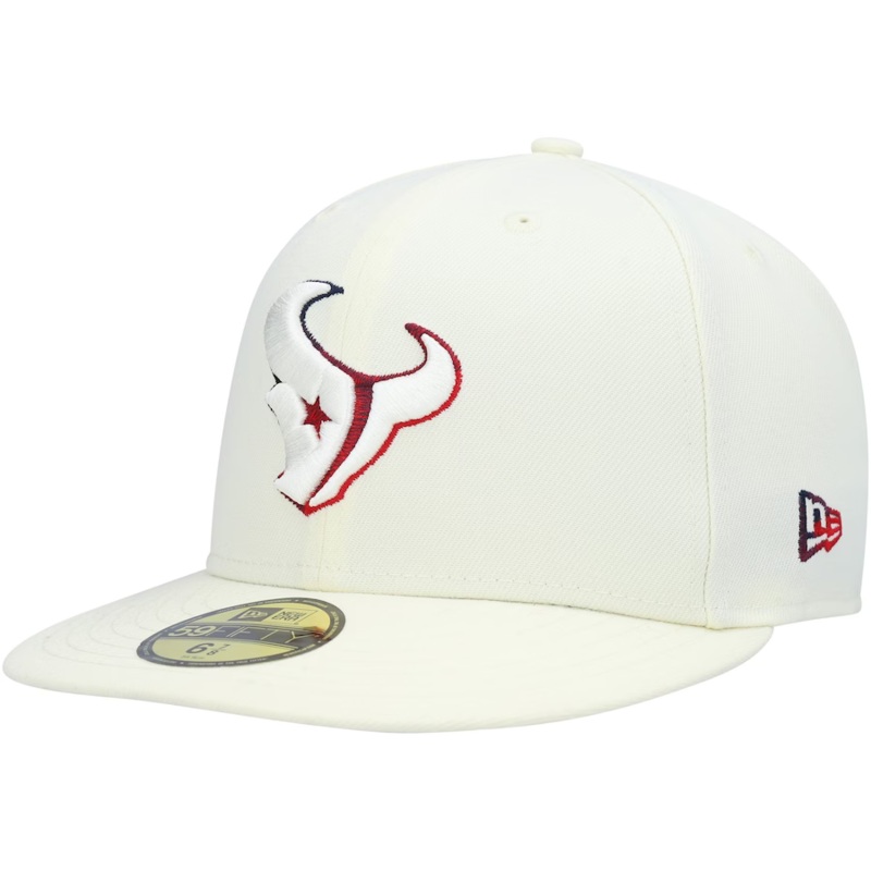 New Era Houston Texans Cream Chrome Color Dim 59FIFTY Fitted Hat