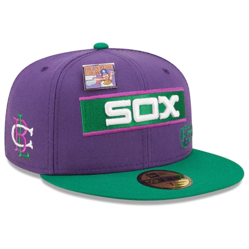 New Era MLB x Big League Chew  Chicago White Sox Ground Ball Grape Flavor Pack 59FIFTY Fitted Hat – Purple/Green