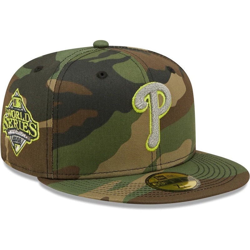 New Era Philadelphia Phillies Camo Cooperstown Collection 2008 World Series Woodland Reflective Undervisor 59FIFTY Fitted Hat