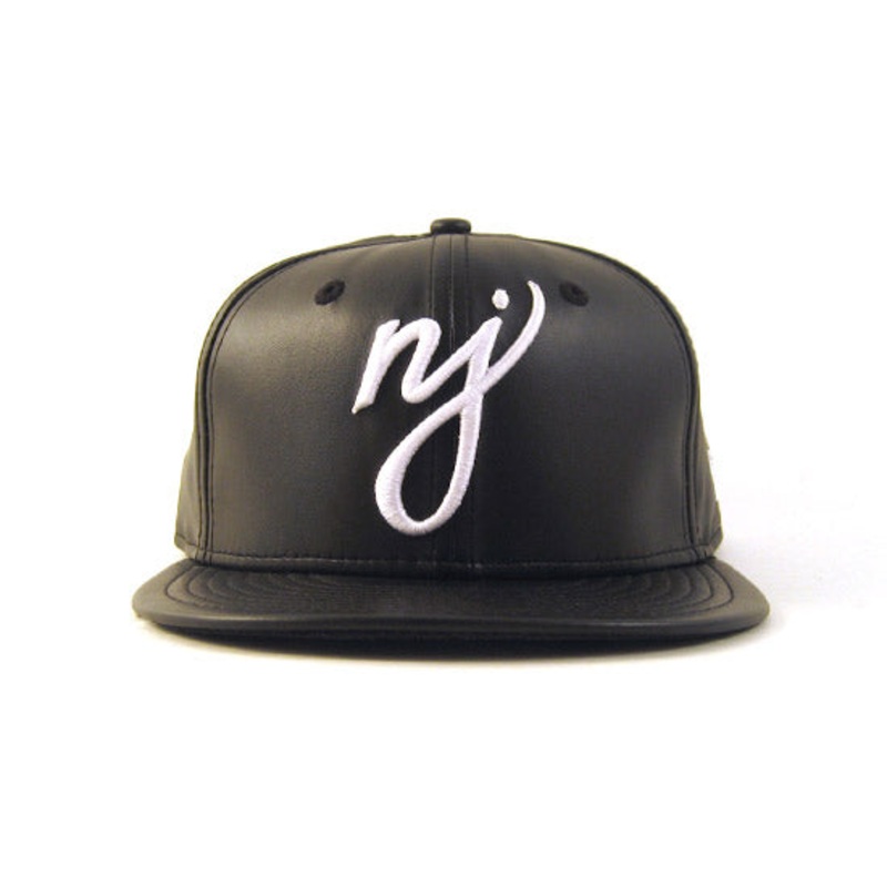 NJ Script New Era 59Fifty Faux Leather Hats (Black) 7