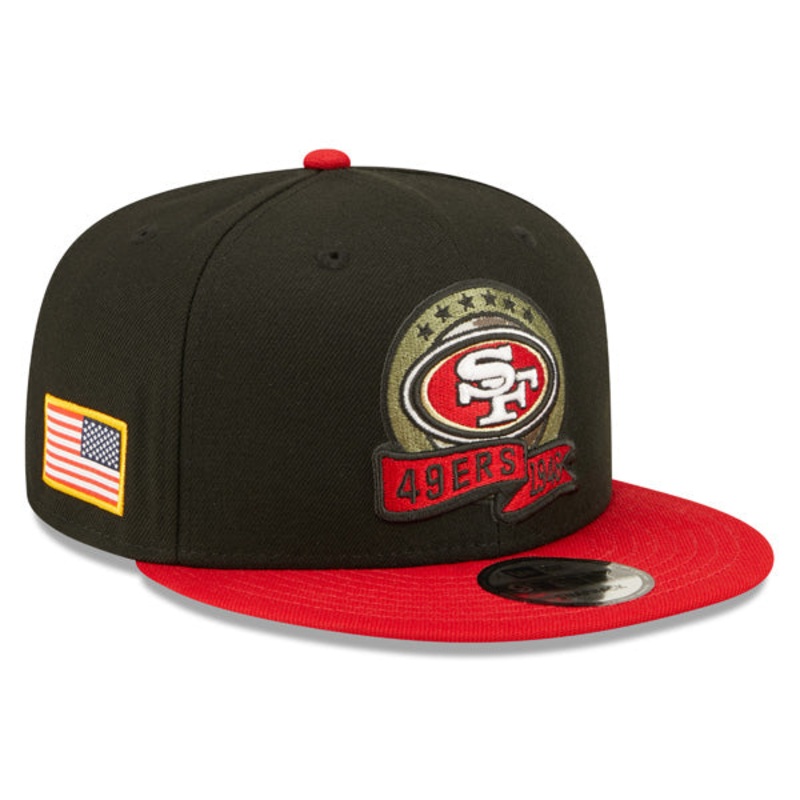 San Francisco 49ers NFL 2022 Salute to Service 9FIFTY Snapback Hat – Black/Red