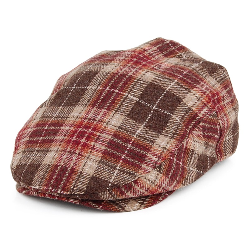 Brixton Hats Hooligan Checkered Flat Cap – Brown-Burgundy Small-56cm