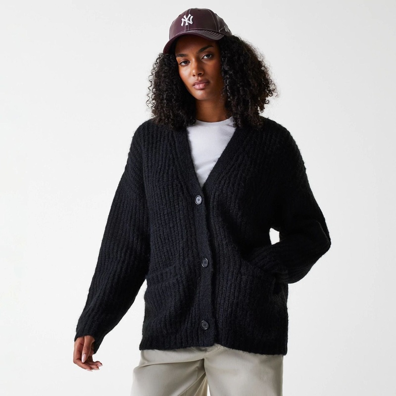 New York Yankees Womens MLB Knit Black Cardigan XS