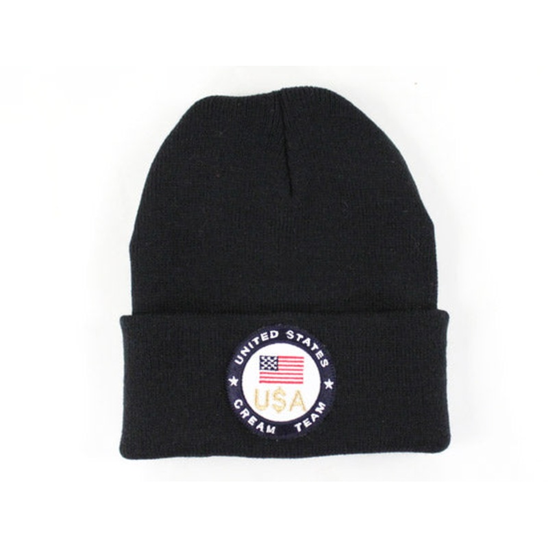 United States CREAM TEAM Beanies (Black Navy Logo) One Size