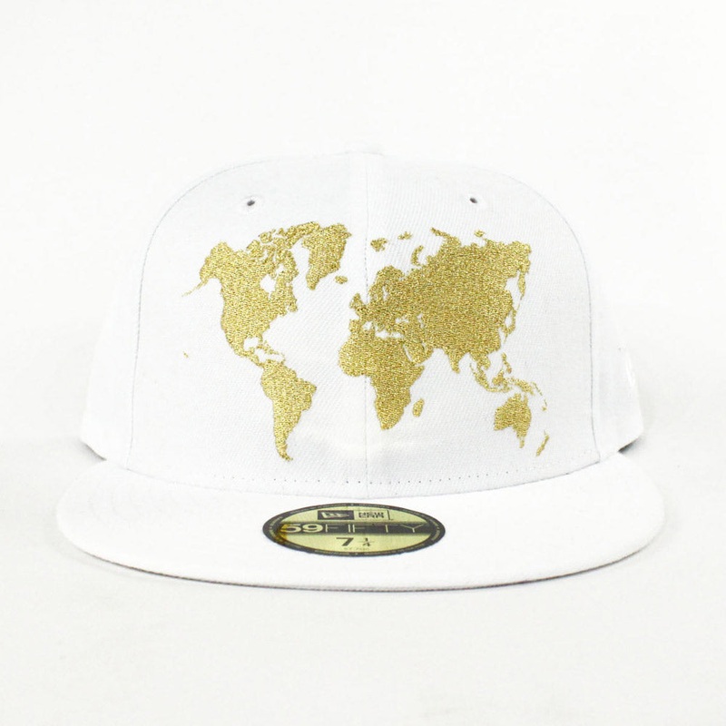 World Wide 59Fifty New Era Fitted Hat (AIR JORDAN XII OVO & AIR JORDAN XI LOW White Gold) 7