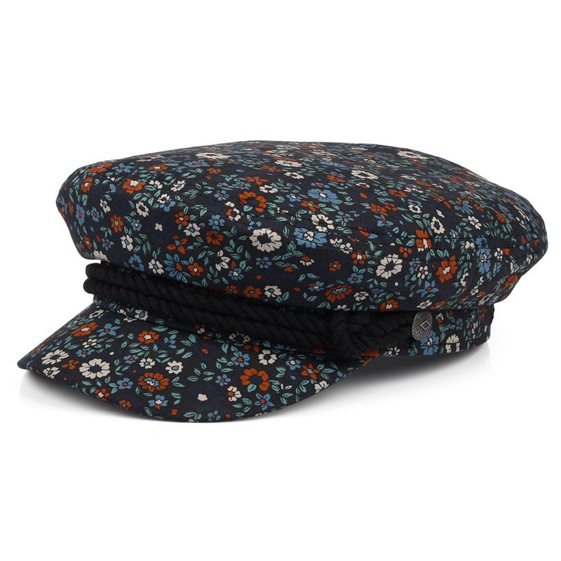 Brixton Hats Floral Cotton Fiddler Cap – Washed Navy S