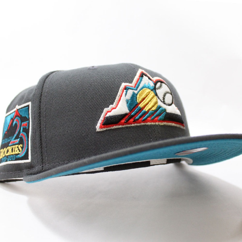 Colorado Rockies 25th Anniversary New Era 59Fifty Fitted Hat (Glow in the Dark Gray Turquoise Under Brim) 7