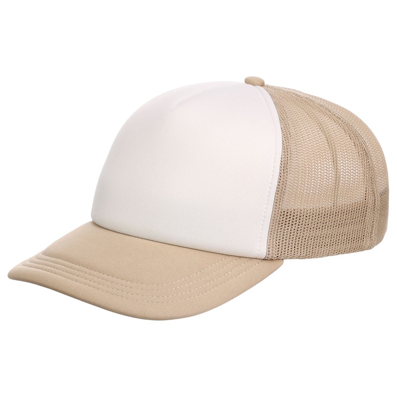 Crowns By Lids Screen Foam Trucker Cap – White/Khaki Adjustable
