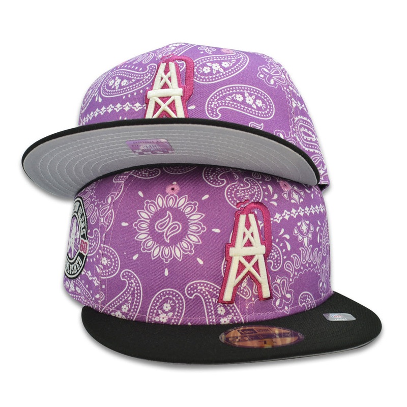 Houston Oilers 1960 Established Exclusive New Era 59Fifty Fitted Hat -Purple Paisley/Black 6 7/8