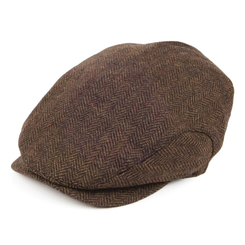 Jaxon & James Herringbone Extended Bill Flat Cap Brown Wholesale Pack Prepack