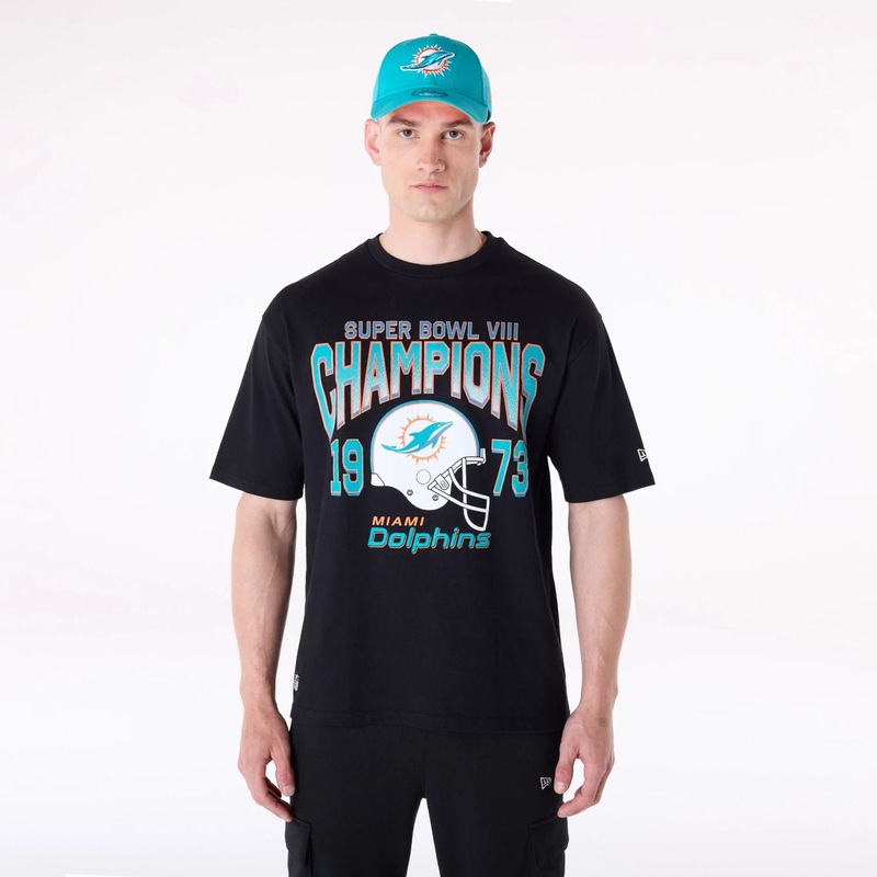 Miami Dolphins NFL Helmet Black T-Shirt XS