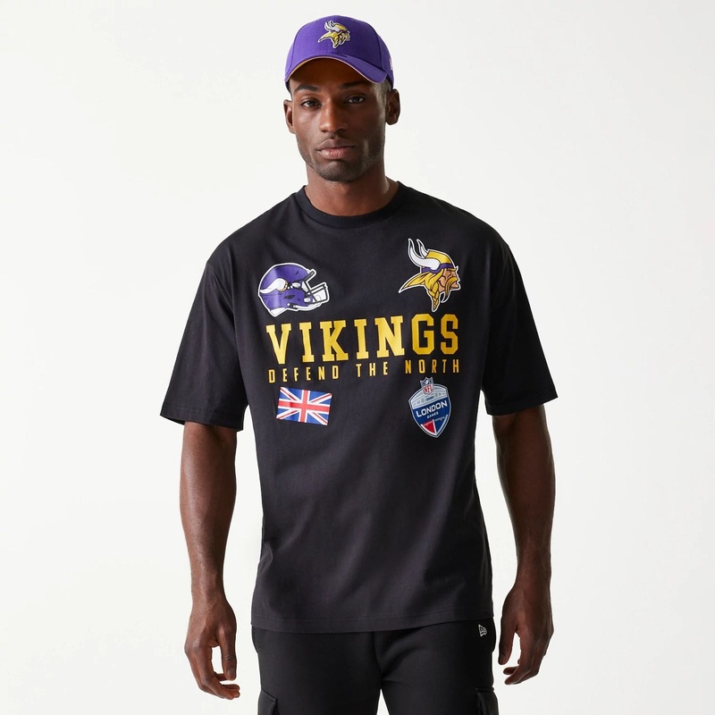Minnesota Vikings NFL Games Collegiate Black Oversized T-Shirt XS