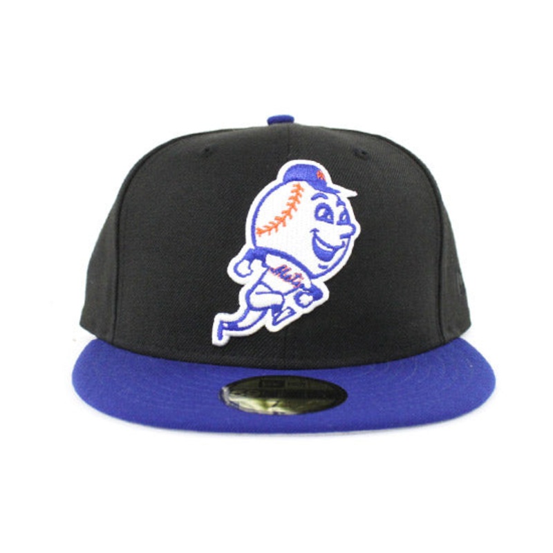 Mr Mets NY Mets New Era 59Fifty Fitted Hats (Black Blue Gray Under Brim) 7 3/4