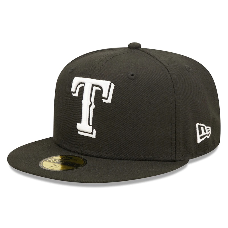 New Era Texas Rangers Black Team Logo 59FIFTY Fitted Hat