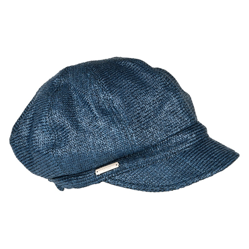 Seeberger Hats Faux Straw Baker Boy Cap – Denim Blue 1-Size