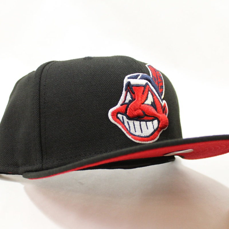 Cleveland Indians New Era 59Fifty Fitted Hat (Black Red Under Brim) 6 7/8