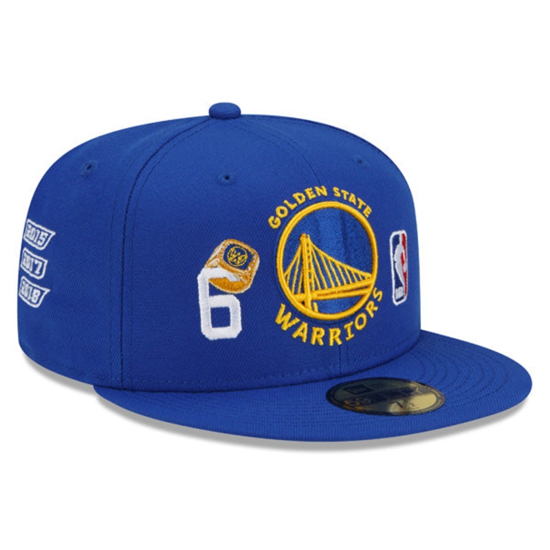 Golden State Warriors New Era NBA Exclusive COUNT THE RINGS 59Fifty Fitted Hat – Royal/Gray Bottom 7