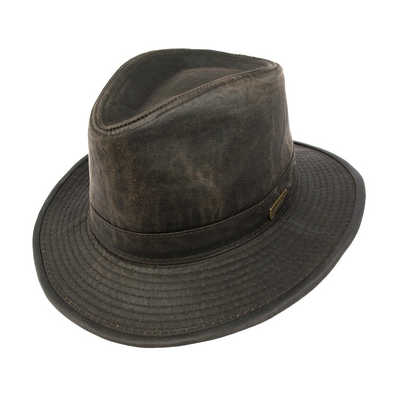 Indiana Jones Hats Weathered Cotton Fedora – Dark Brown S